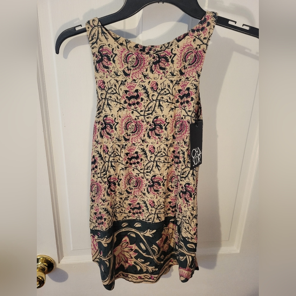CHASER Vintage print shirtail tank top NWT